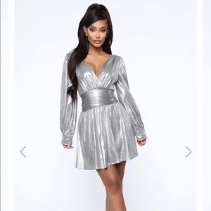 FASHIONOVA NEW YEARS PARTY SILVER SHINY DRESS